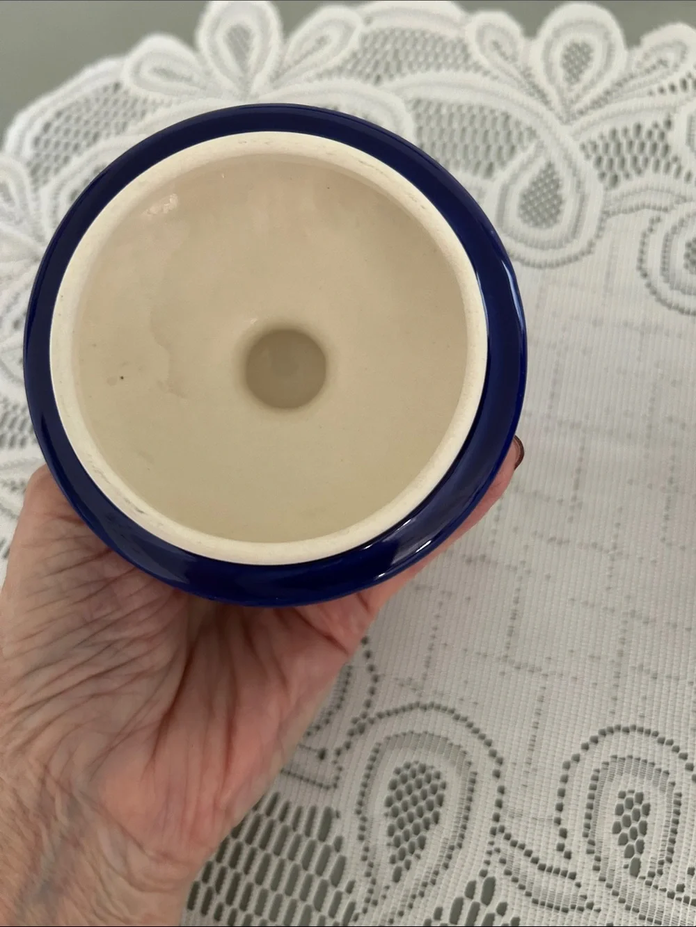 Vintage Blue Ceramic Teapot with Lid no call outs